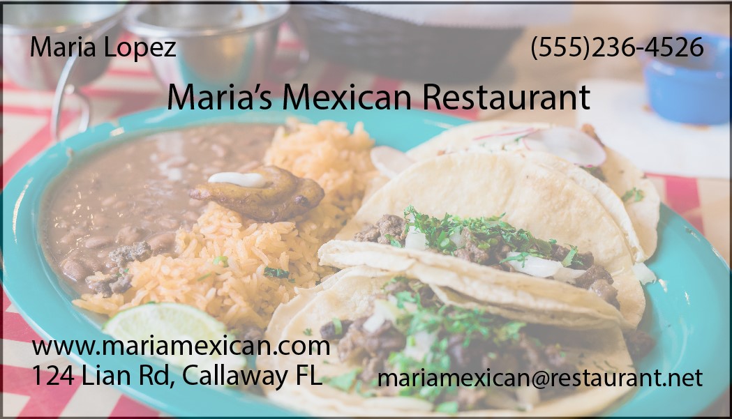 business card for mexican restaurant