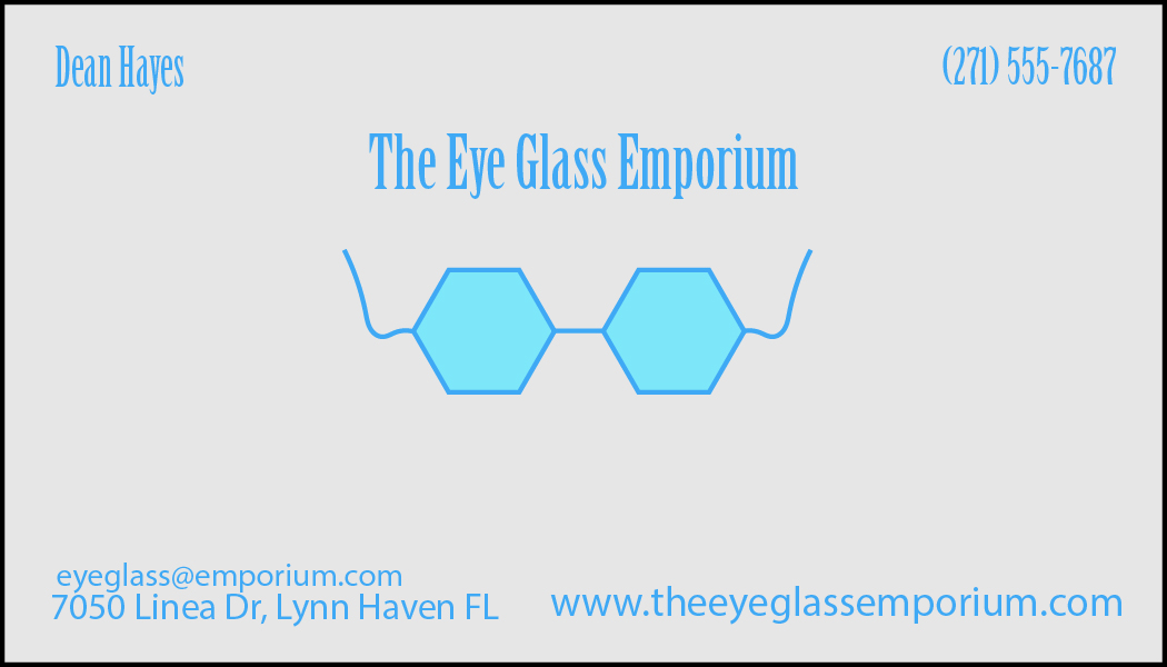 business card for eye glass store